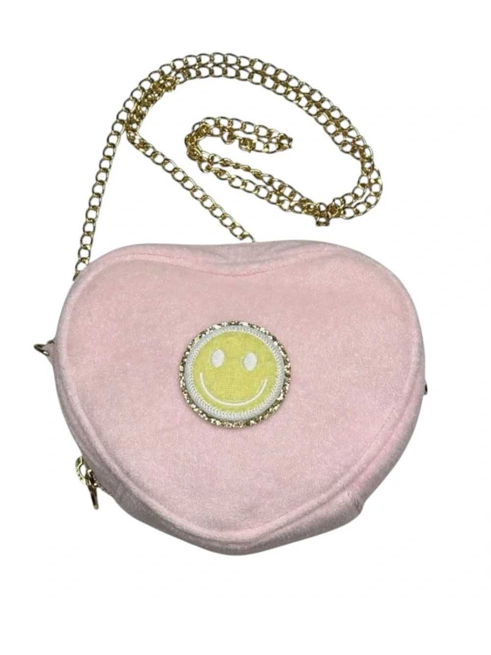 SCL x Target ☻︎ Terry Heart Crossbody Bag ☻︎ Smiley L Initial Patches ☻︎ Pink ☻︎
